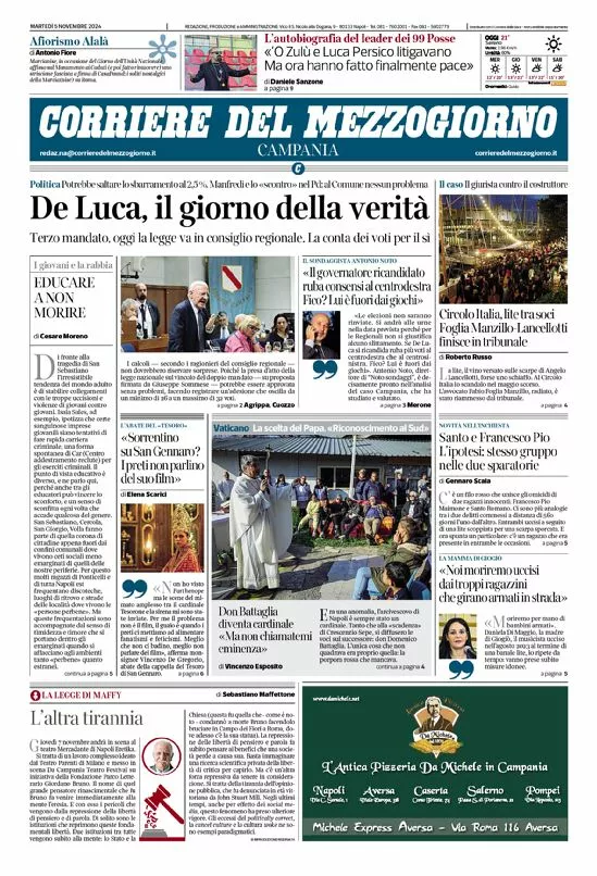 Prima-pagina-corriere del mezzogiorno-del-2024-11-05